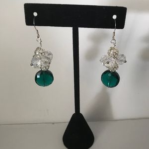 Glass Crystal Beads Sterling Silver Earrings